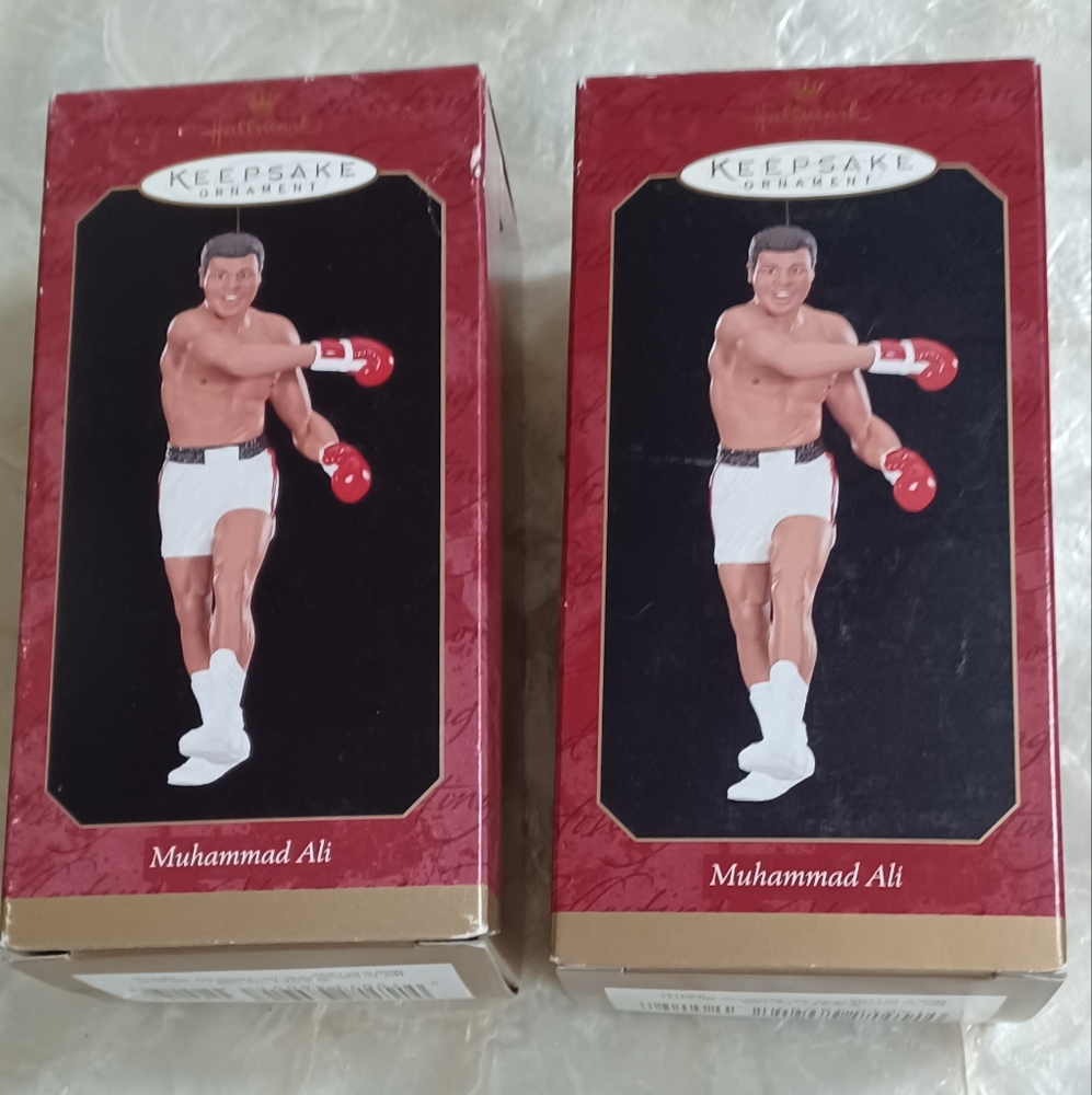 NEW IN BOX  a set of (2) Muhammad Ali Hallmark Keepsake Christmas tree ornaments
